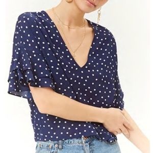 Polka Dot Ruffle Top